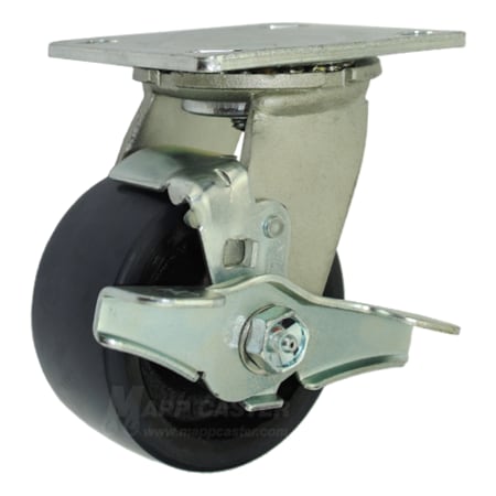 Mapp Caster 4"X2" Poly. on Iron Wheel Swivel Caster W/ Top Lock Brake, 800 Lbs Cap 146UIRB420SB